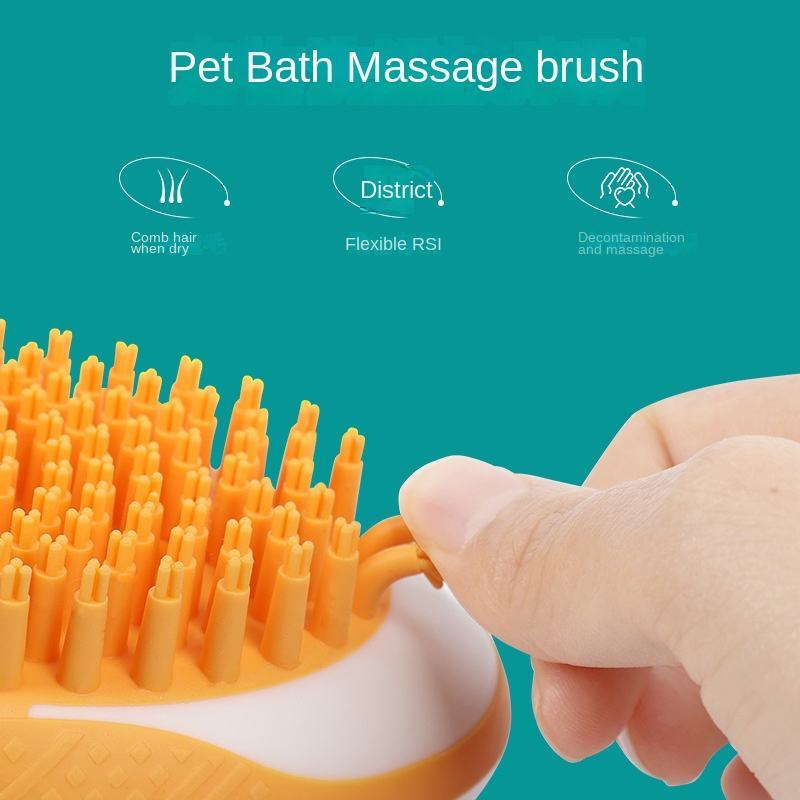 2-in-1 Pet Bath & Grooming Brush – Silicone Brush with Shampoo Dispenser – grooming kit