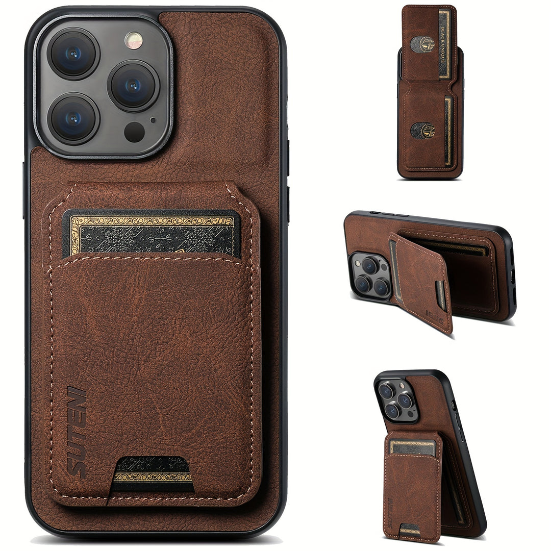 SUTENI iPhone PU Leather Wallet Case – Stand & Card Holder