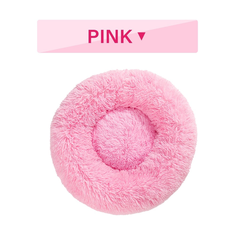 Fluffy Donut Dog Bed – Calming Plush Bed for Cats & Dogs (S–XL)