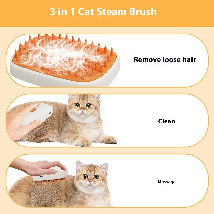 USB Steam Cat Grooming Brush – Soothing & Rechargeable Grooming Tool for Healthy Coats