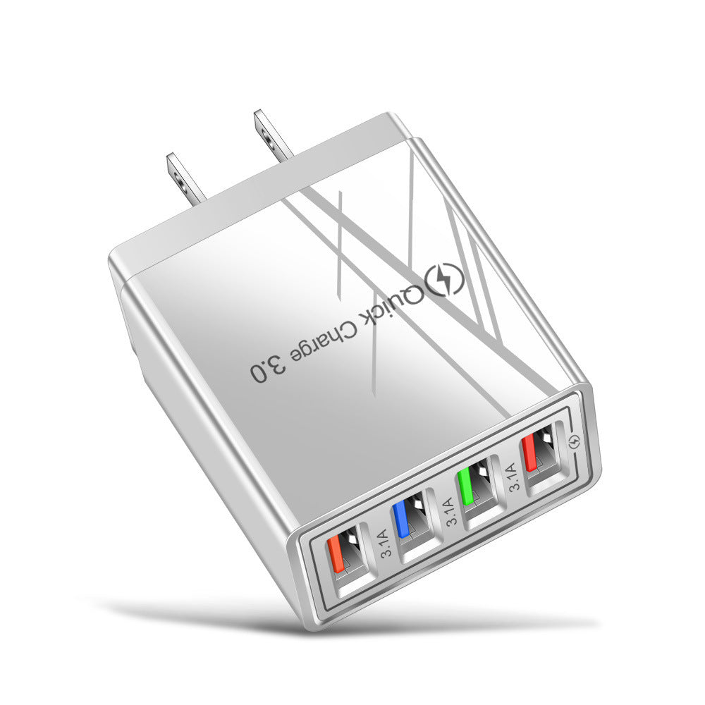 4-Port USB Wall Charger with Quick Charge 3.0 – EU/US Plug | Fast Multi-Device Charging – power-bank