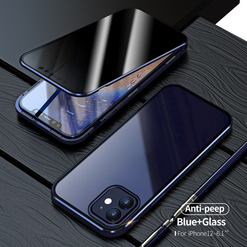 Anti-Peep Magnetic iPhone Case – Metal + Tempered Glass Cover – phone-case