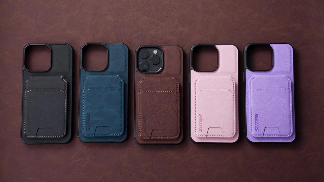 SUTENI iPhone PU Leather Wallet Case – Stand & Card Holder