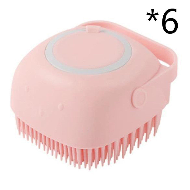 Silicone Pet Bath & Massage Brush – Gentle Grooming Tool with Shampoo Dispenser