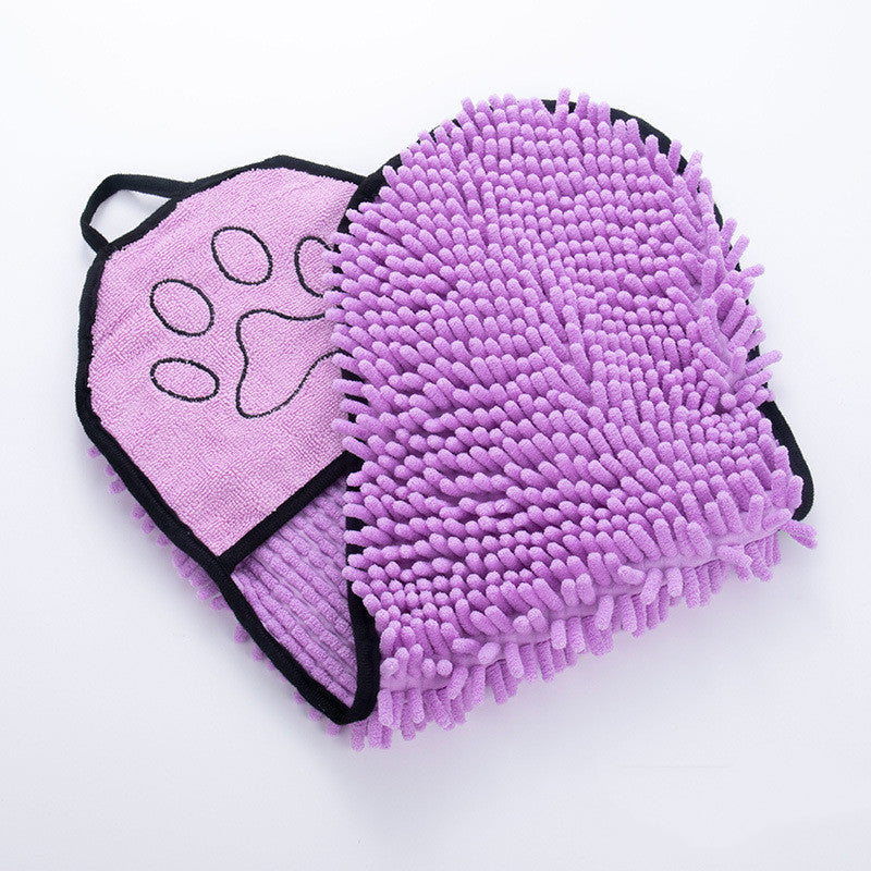 Super Absorbent Chenille Pet Drying Towel – Double Pocket Quick-Dry Towel for Dogs & Cats