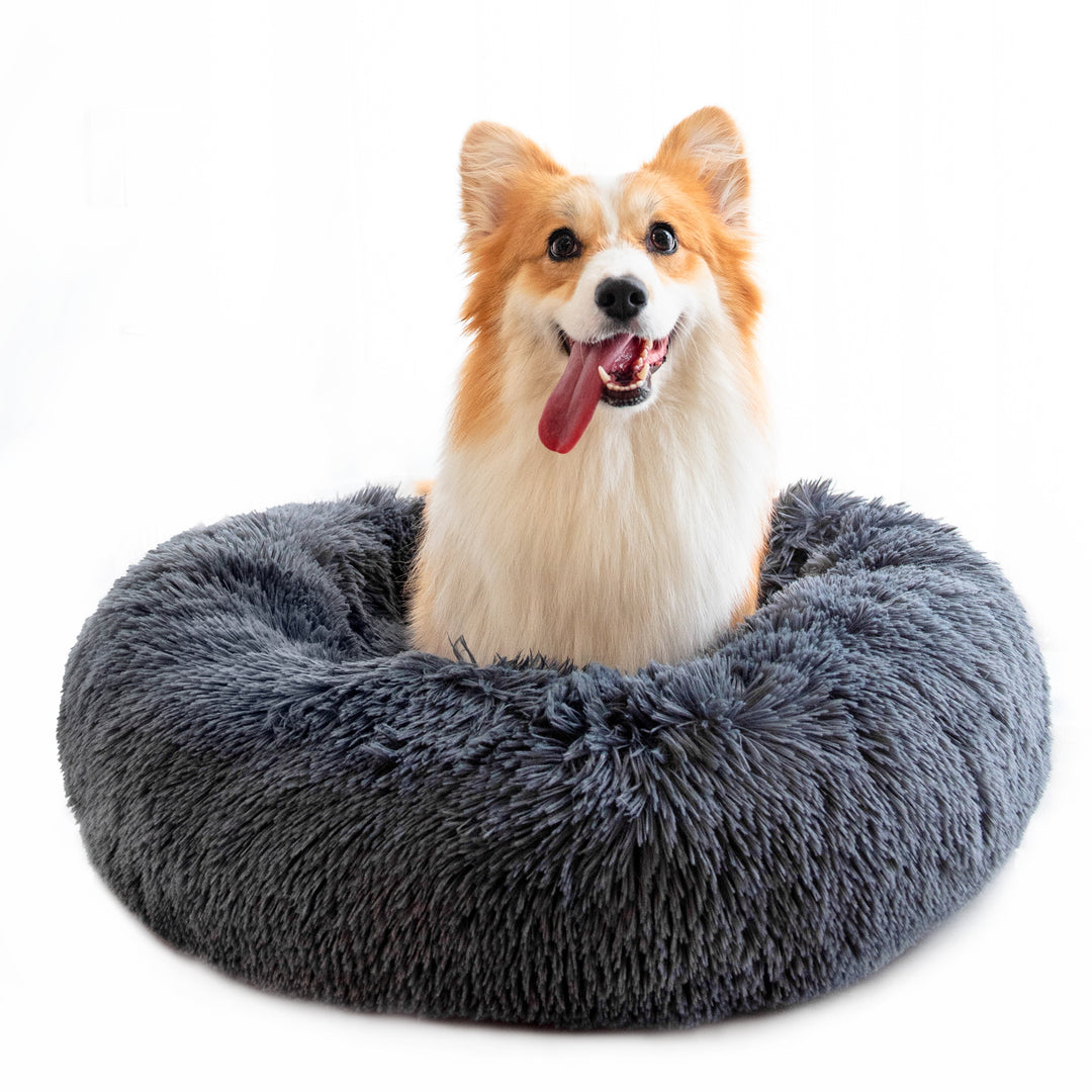 Plush Donut Calming Bed – Orthopedic Anti-Anxiety Pet Nest for Dogs & Cats