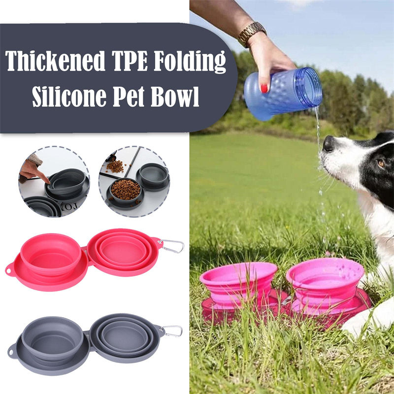 Collapsible Double Dog Bowl – Travel-Ready Silicone Pet Feeder