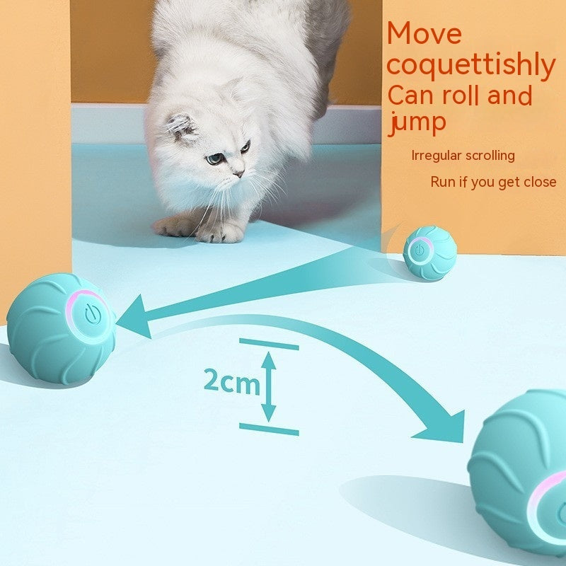 Automatic Self-Moving Silicone Cat Toy Ball – Hands-Free Rolling Toy for Indoor Cats