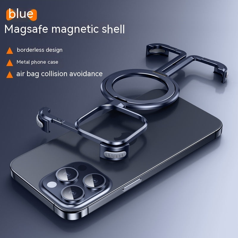 Magnetic Metal iPhone Case – Shockproof with Built-in Kickstand & Heat Dissipation