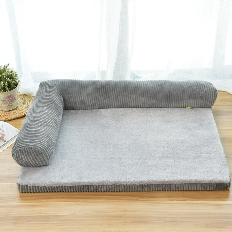 Corduroy Pet Sofa – Washable, Soft Bed for Cats & Dogs (S–XL)
