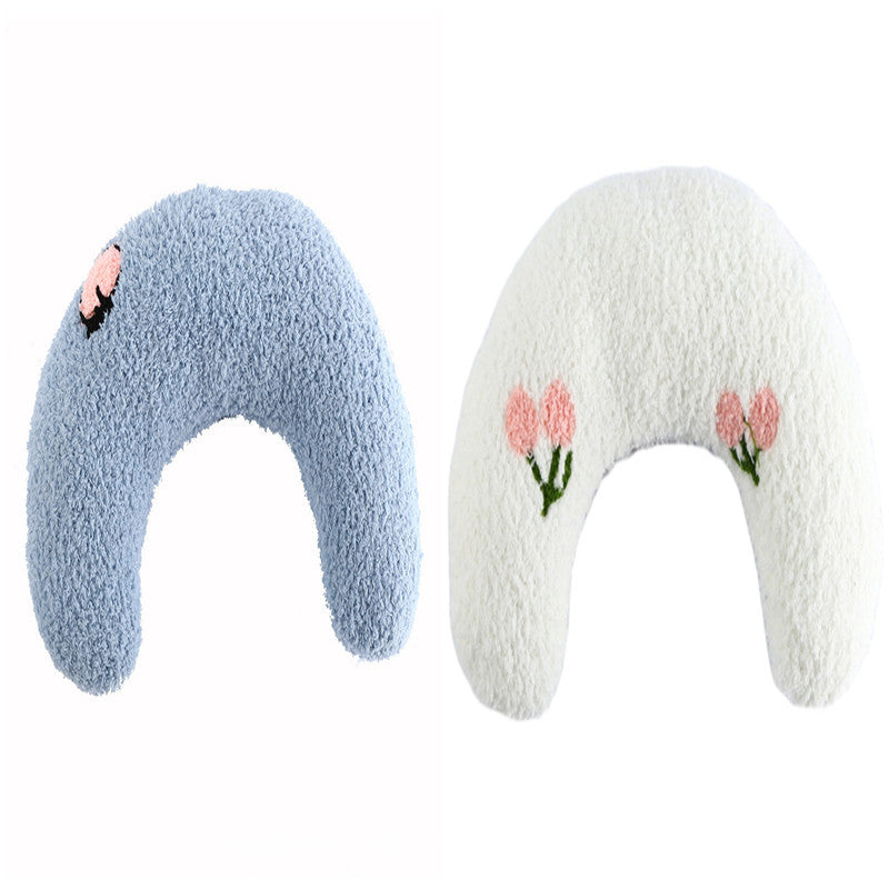 Plush Pet Calming Pillow – Half Donut Bed for Small Dogs & Cats (Up to 10 lbs)