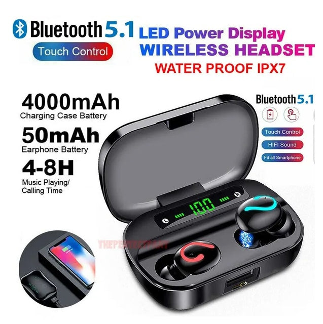 Bluetooth 5.1 TWS IPX7 Waterproof Earbuds