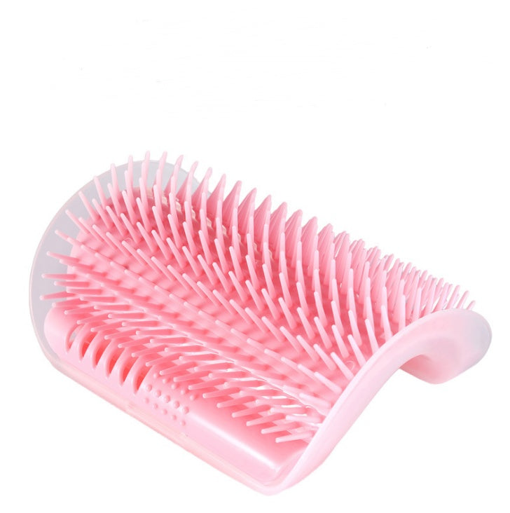 Wall-Mount Cat Self-Grooming Brush – Corner Scratcher & Massager with Catnip