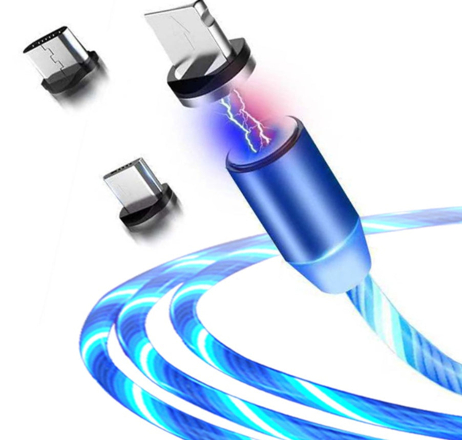 Circular Magnetic Charging Cable – LED Light, 2.1A Fast Charge for iPhone & Android