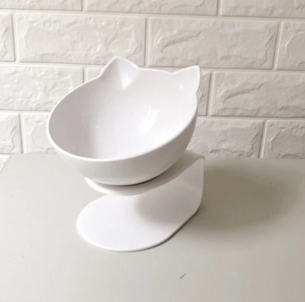 Cat Head Transparent Double Bowl – 15° Tilted Ergonomic Feeder for Cats & Small Dogs