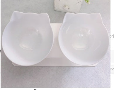 15° Tilted Cat Double Bowl – Ergonomic Elevated Feeder for Cats & Small Dogs – grooming kit