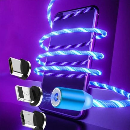 Circular Magnetic Charging Cable – LED Light, 2.1A Fast Charge for iPhone & Android – car-accessory