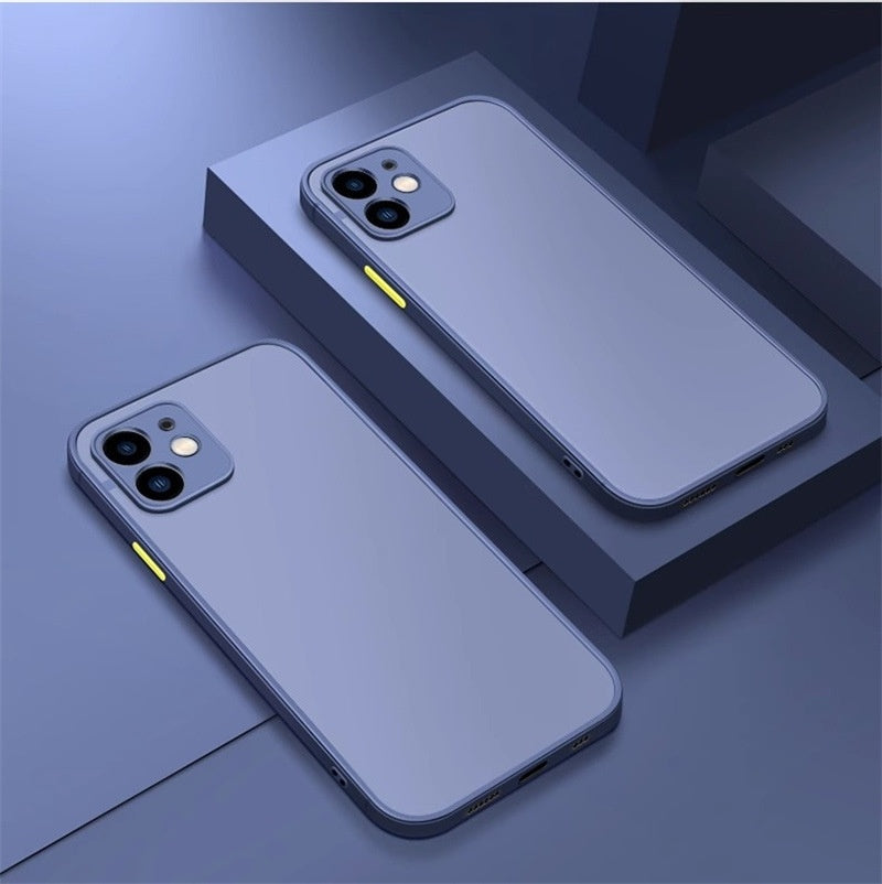 Frosted Acrylic 3D iPhone Case – Drop-Proof Color Block Matte Cover