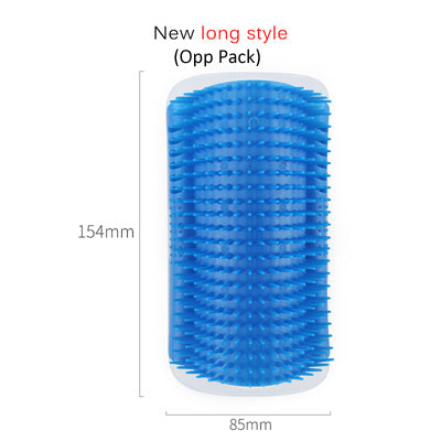 Wall-Mount Cat Self-Grooming Brush – Corner Scratcher & Massager with Catnip