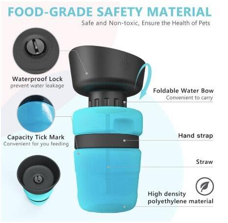 2-in-1 Portable Dog Water Bottle & Bowl – Leak-Proof, BPA-Free, 520ml – grooming kit