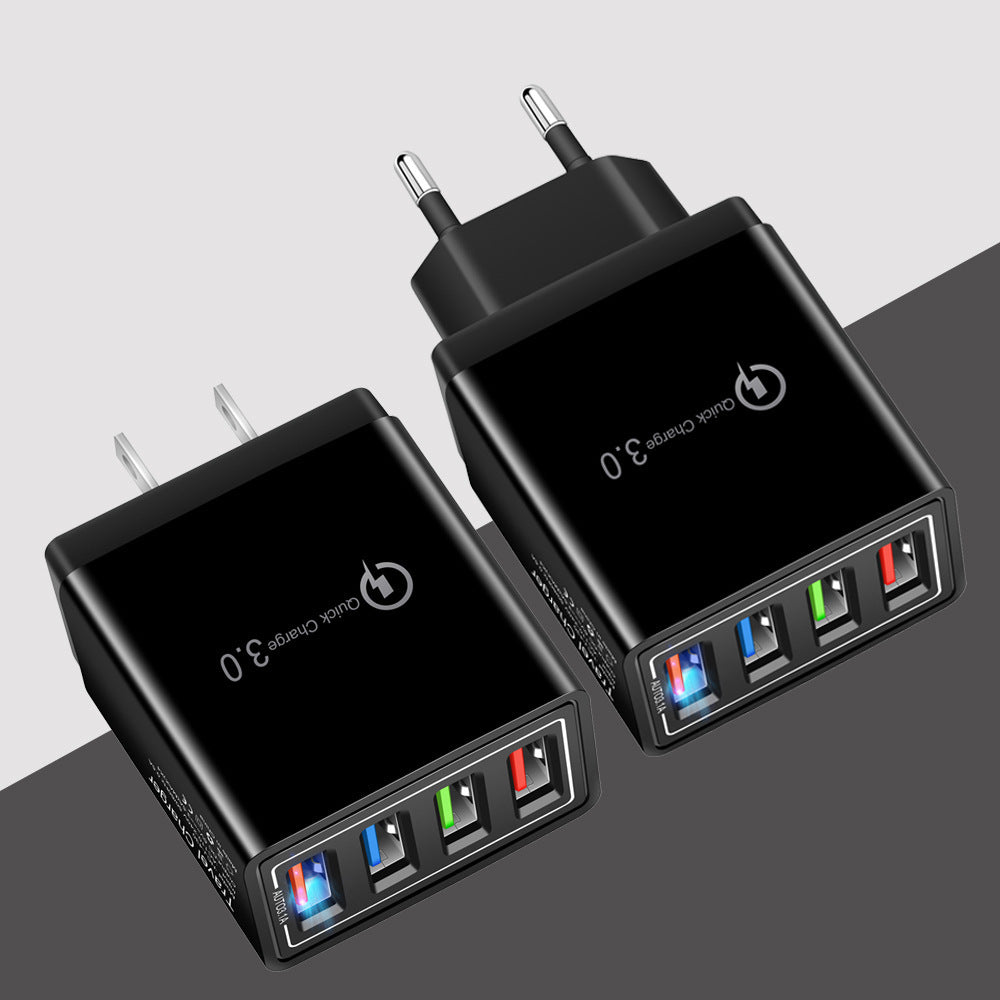 4-Port USB Wall Charger with Quick Charge 3.0 – EU/US Plug | Fast Multi-Device Charging – power-bank