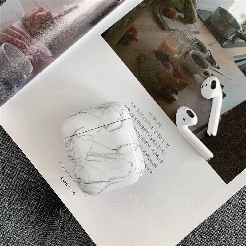 Luxury White Marble AirPods Case – Protective Cover for AirPods 1 & 2