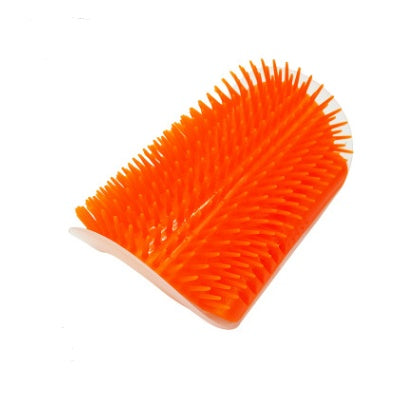 Wall-Mount Cat Self-Grooming Brush – Corner Scratcher & Massager with Catnip