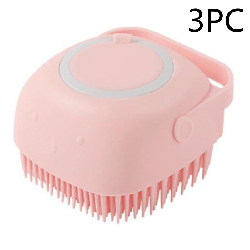 Silicone Pet Bath & Massage Brush – Gentle Grooming Tool with Shampoo Dispenser