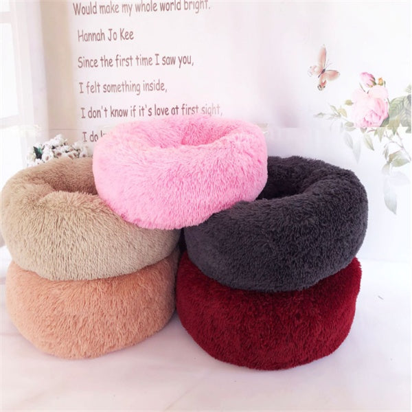 Fluffy Round Pet Bed – Plush Donut Bed for Dogs & Cats of All Sizes