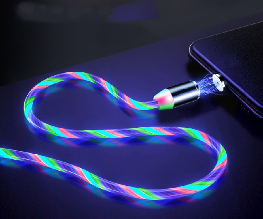 Circular Magnetic Charging Cable – LED Light, 2.1A Fast Charge for iPhone & Android