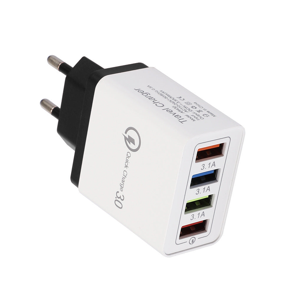 4-Port USB Wall Charger with Quick Charge 3.0 – EU/US Plug | Fast Multi-Device Charging – power-bank