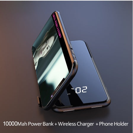 3-in-1 Wireless Power Bank with LED Display & Phone Stand – 8000mAh Portable Charger – power-bank