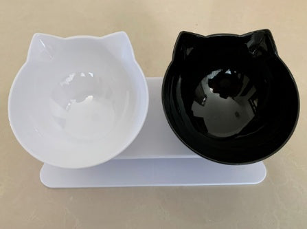 Ergonomic Cat Feeding Bowl – Tilted Transparent Design (Single or Double)