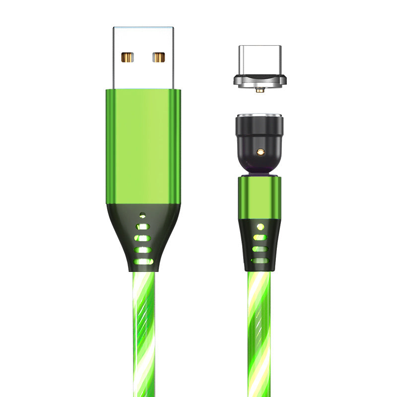 LED Magnetic Charging Cable – 540° Rotating 3-in-1 Fast Charger with Flowing Light