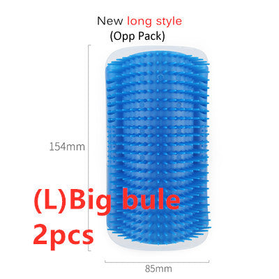 Wall-Mount Cat Self-Grooming Brush – Corner Scratcher & Massager with Catnip