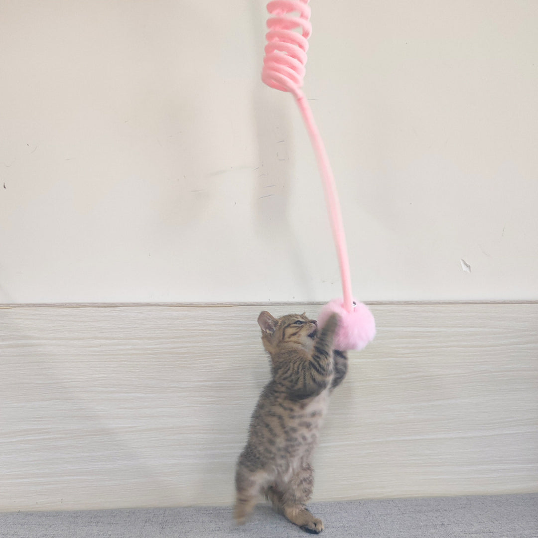 Spring Cat Toy – Plush Bell & Rabbit Hair Ball Interactive Bouncer