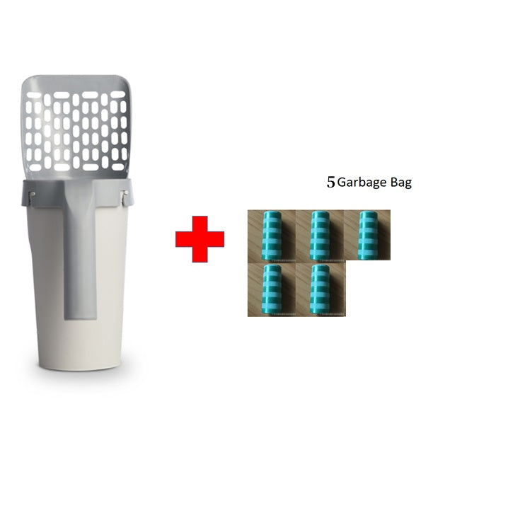 Integrated Cat Litter Scoop with Waste Bag Holder – Hygienic All-in-One Cleaning Tool