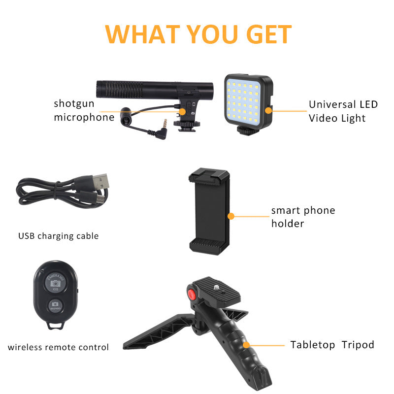 Universal Tripod Mic Set with Condenser Microphone – For iPhone, Smartphones & Cameras