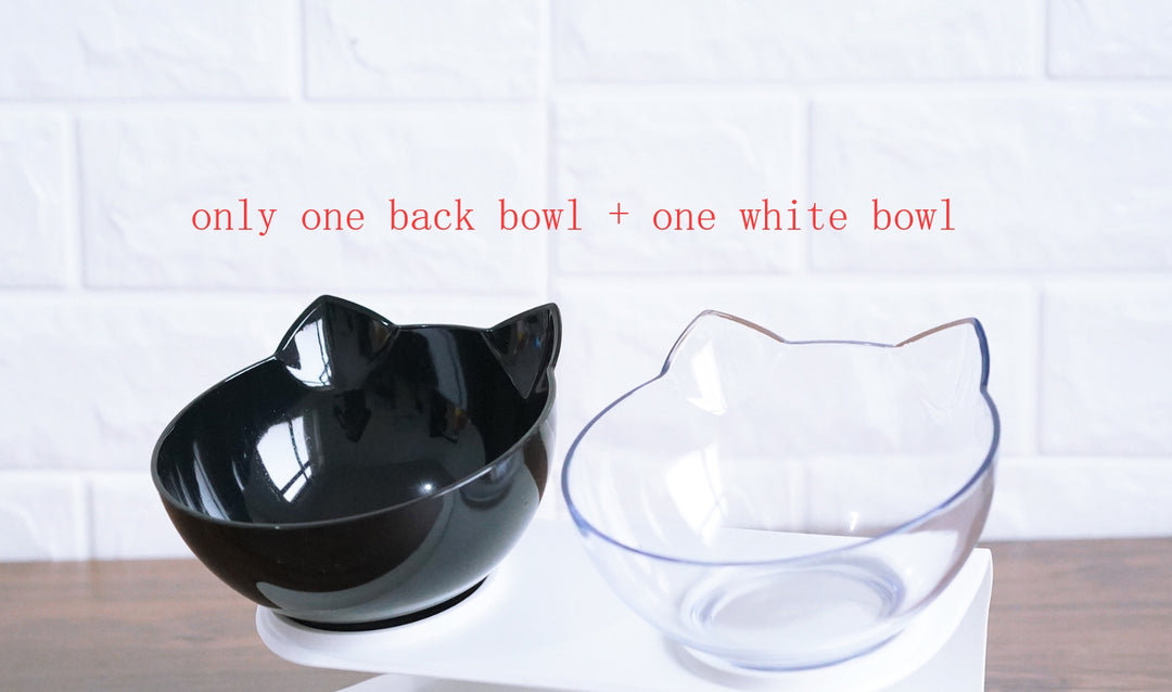 Ergonomic Cat Feeding Bowl – Tilted Transparent Design (Single or Double)