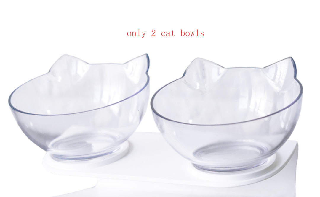 Ergonomic Cat Feeding Bowl – Tilted Transparent Design (Single or Double)