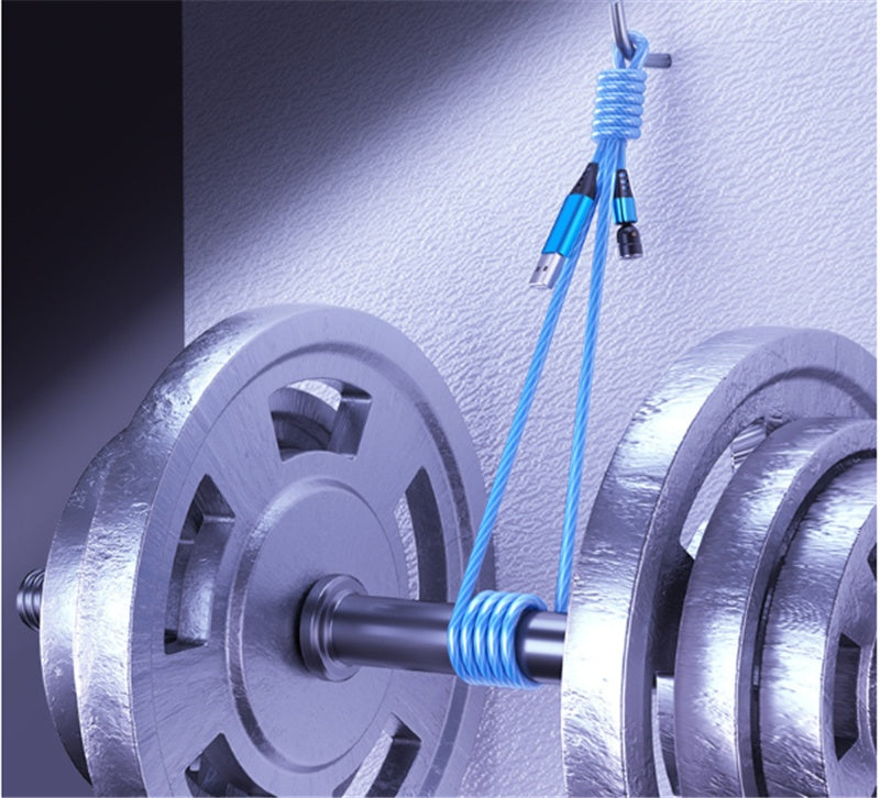 LED Magnetic Charging Cable – 540° Rotating 3-in-1 Fast Charger with Flowing Light