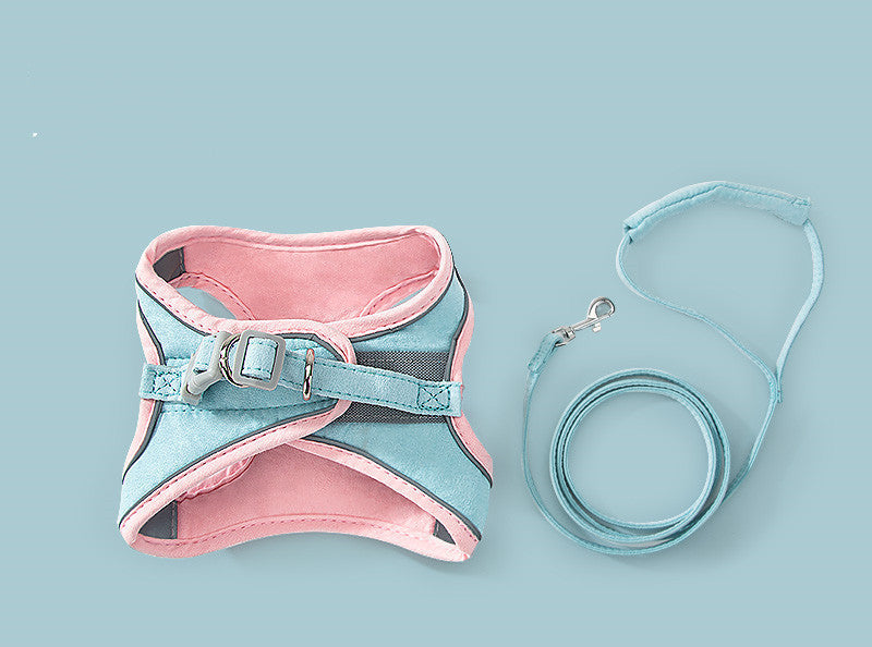 Reflective Deerskin Velvet Dog Harness – 360° Comfort for Small & Medium Dogs