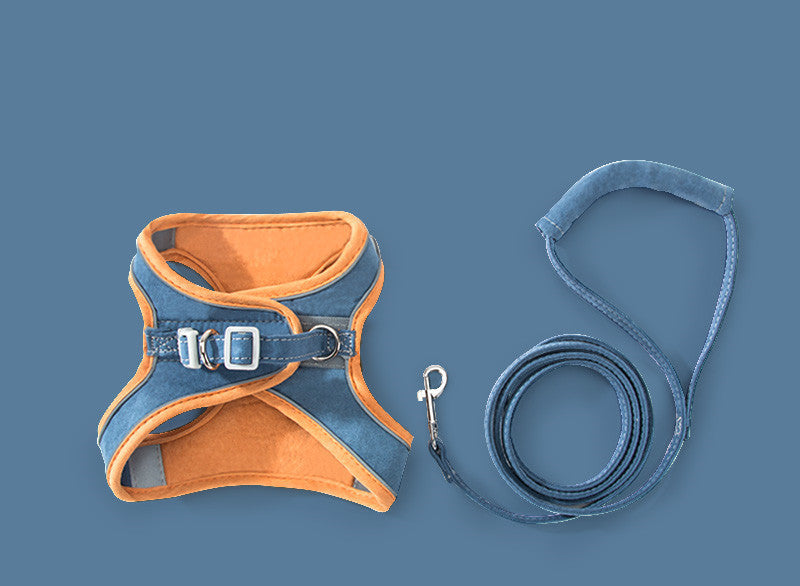 Reflective Deerskin Velvet Dog Harness – 360° Comfort for Small & Medium Dogs