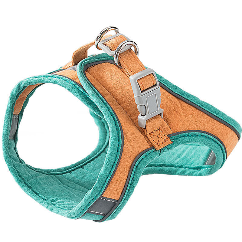 Reflective Deerskin Velvet Dog Harness – 360° Comfort for Small & Medium Dogs