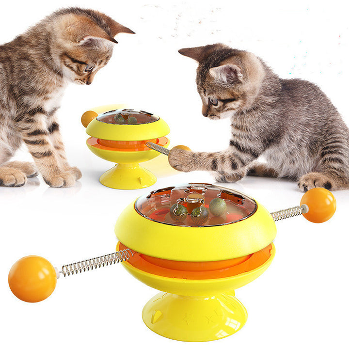 Interactive Rotating Cat Toy with Catnip Balls & Suction Base – 360° Spin Fun – grooming kit