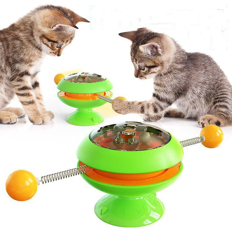 Interactive Rotating Cat Toy with Catnip Balls & Suction Base – 360° Spin Fun