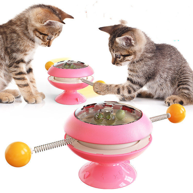 Interactive Rotating Cat Toy with Catnip Balls & Suction Base – 360° Spin Fun
