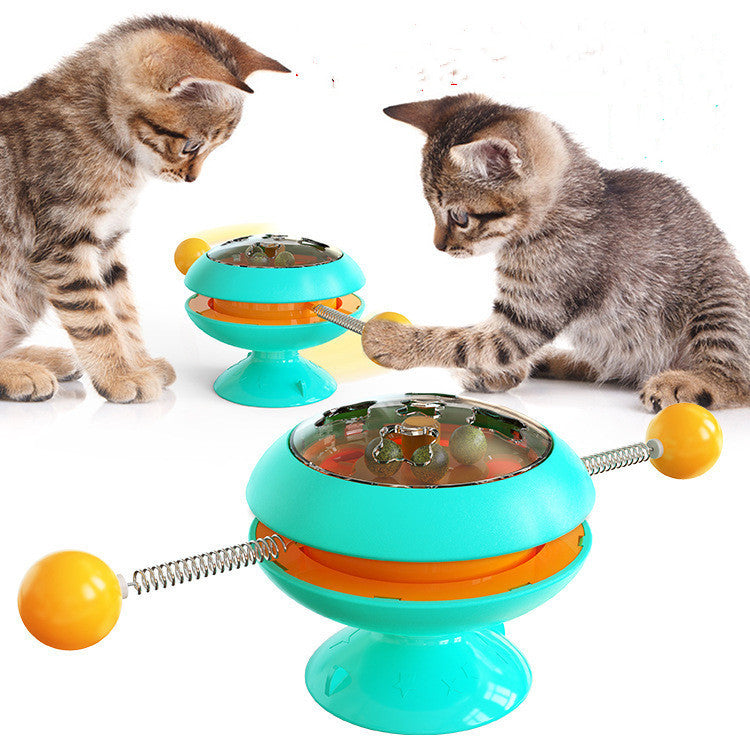 Interactive Rotating Cat Toy with Catnip Balls & Suction Base – 360° Spin Fun