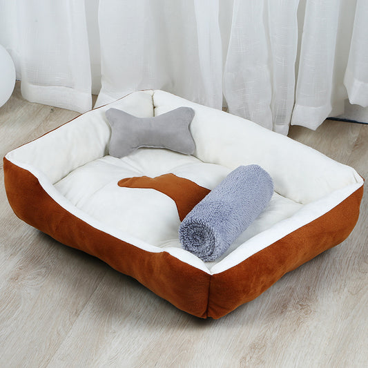 Cozy Fabric Dog Bed – Soft, Durable & Washable Pet Mat – grooming kit