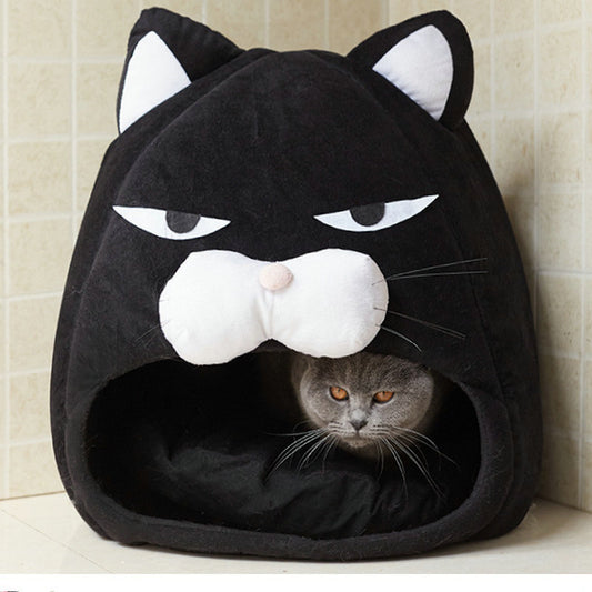 Cozy Black Cat House Bed – Foldable, Washable & Year-Round Comfort for Small Pets – grooming kit